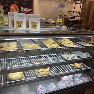a display of baked goods