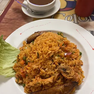 Beans and the rice with chicken (I can never say it right lol)