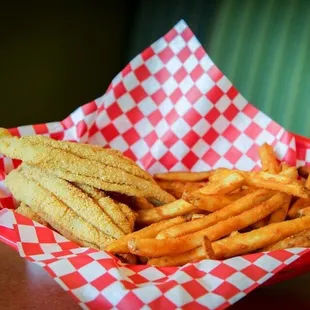 a basket of french fries