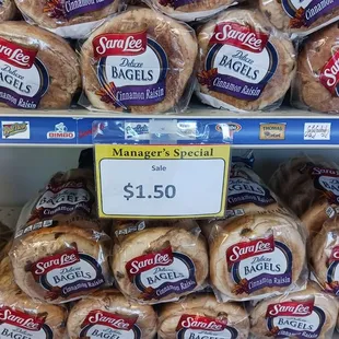 a display of bagels