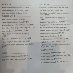 Bin 35 Tulsa menu