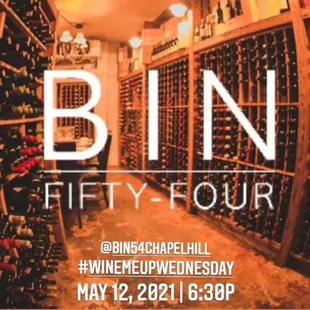 Every 2nd Wednesday of the month..Bin 54 has a fun series called #WineMeUpWednesday..Excited to attend for the first time!