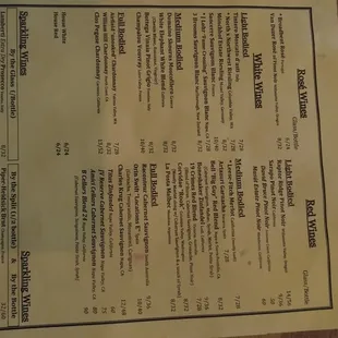 a menu for a restaurant