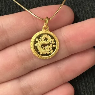 24k gold dragon pendant