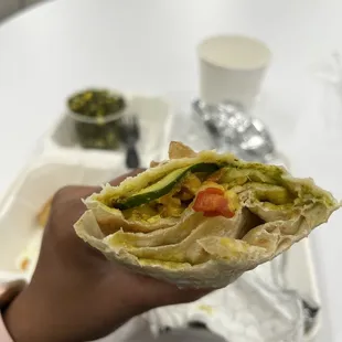 Paneer and red pepper kathi roll!