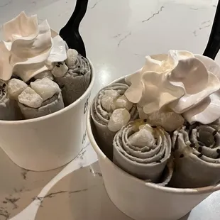 Black Sesame Rolled Ice Cream