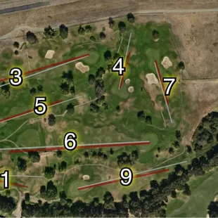 The layout of the Executive 9. Notice that the eighth hole lives way over by itself. It's poorly indicated on the course itself.
