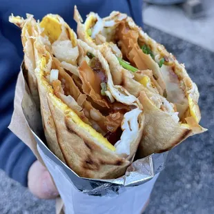 Chinese Sausage Loaded Jianbing