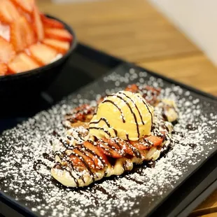 Strawberry and ice cream croffle
