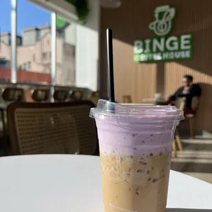 Vietnamese Iced Coffee with Ube Foam