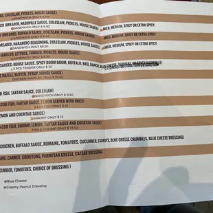 a menu for a restaurant