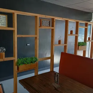 a table and chairs in a restaurant