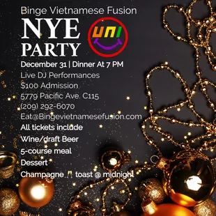 New Year's Eve dinner event 21+