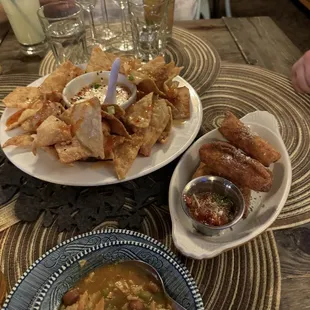 Goonies Dip, Pepperoni mozzarella sticks, chicken chili