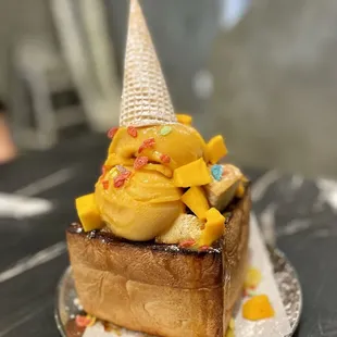 Honey Mango Ice Cream Toast