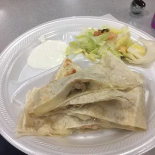 Quesadilla with a small salad