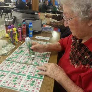 In the holiday spirit with a great choice in dauber colors!