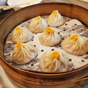 Crab roe xiao long bao!