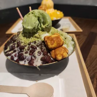 Matcha with red bean