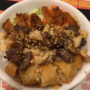 Deluxe bun cha gio! Delicious. Veggies were fresh, meat was well seasoned, and spring rolls were crispy.  does it get any better?