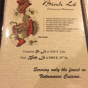 menu