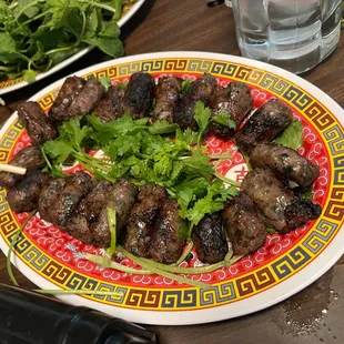 Rolled goat ground, grilled