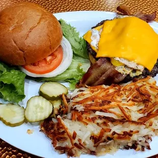 Binion&apos;s Hangover Burger with Hash Browns