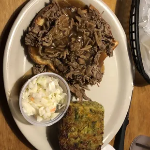 Open face today beef sandwich and Broccoli casserole