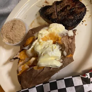 Small sirloin and sweet potato.