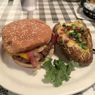Hamburger with baked potato