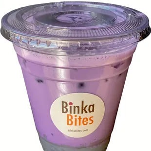 Ube Latte with coconut jelly