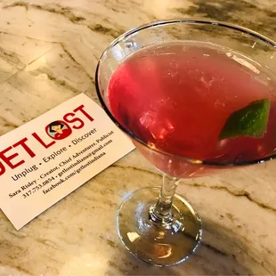 a drink in a martini glass