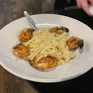 Alfredo sub grilled shrimp for chicken