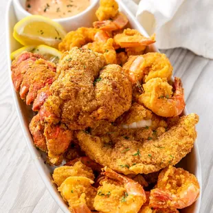 a platter of fried shrimp