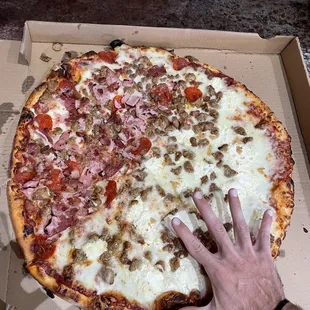 20&quot; half meat lovers half BYO ricotta sausage garlic