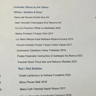 The Wine list I can't resist