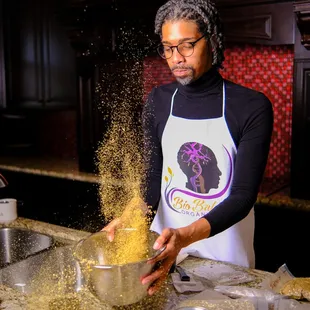 Blending the herbs for healing ‍