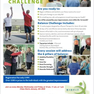 Join our Balance Class - 12 weeks of Coordination, Strength, and Balance.