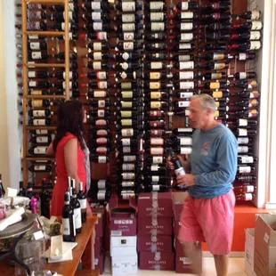 Wall of wine at fabulous Biondivino