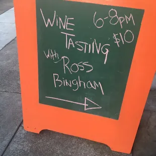 Wine tasting Ross Bingham, the shop's importer