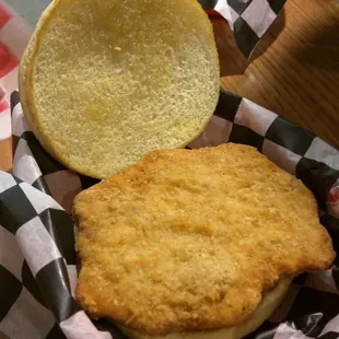 Pork patty sandwich.