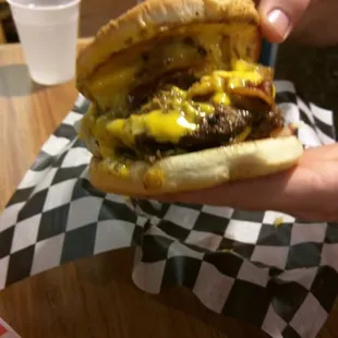 Double bacon cheddar burger!