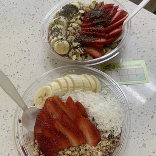 Two açaí bowls