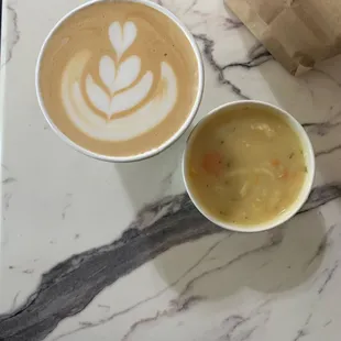 Chai and Chicken dumpling soup.