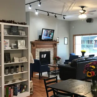 the living room and dining area