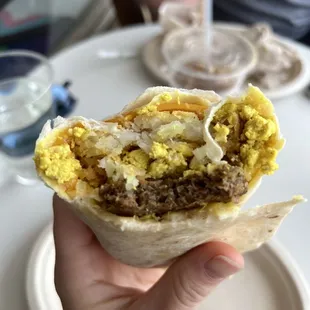 Breakfast burrito (sausage egg cheese)