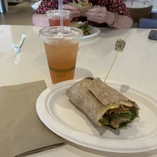 Pesto Wrap with Strawberry Palmer Tea