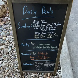 Daily deals menu
