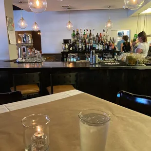 High top table near the bar in the corner. Our favorite table!
