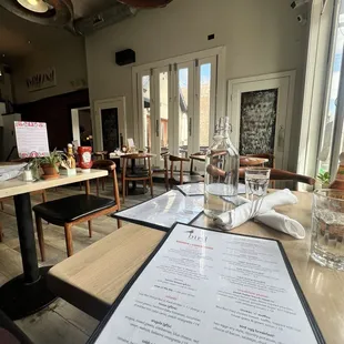 View of interior dining room from window corner booth